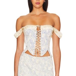 Fait Par Foutch Angelina Corset in Blue Toile